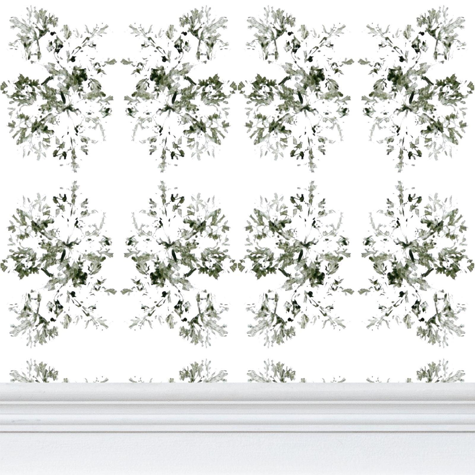 Green Botanical Abstract: Luxury Mirrored Wallpaper