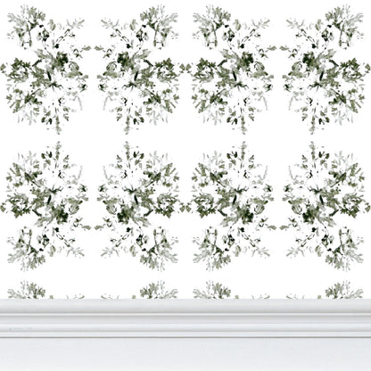 Green Botanical Abstract: Luxury Mirrored Wallpaper