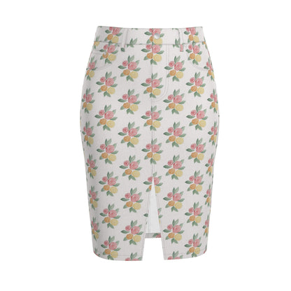 Watercolor Rose: Luxury Denim Midi Skirt