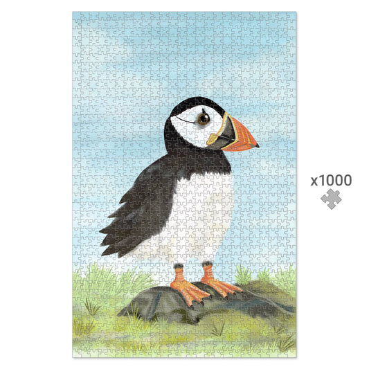 Coastal Guardian: Luxury 1000-Piece Puffin Jigsaw Puzzle