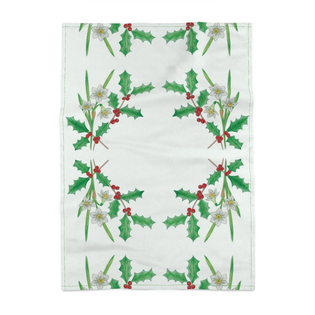 Festive Botanicals . . . 'Holly & Paperwhite Narcissus' Tea Towel