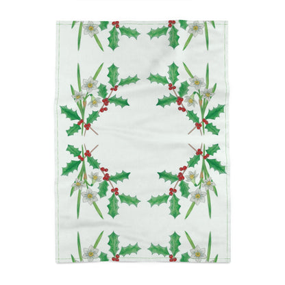Festive Botanicals . . . 'Holly & Paperwhite Narcissus' Tea Towel