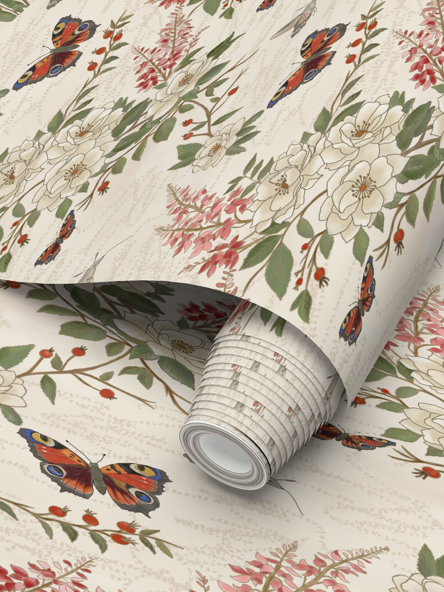 Botanical Sanctuary . . . 'Wild Rose Serenade' Designer Wallpaper