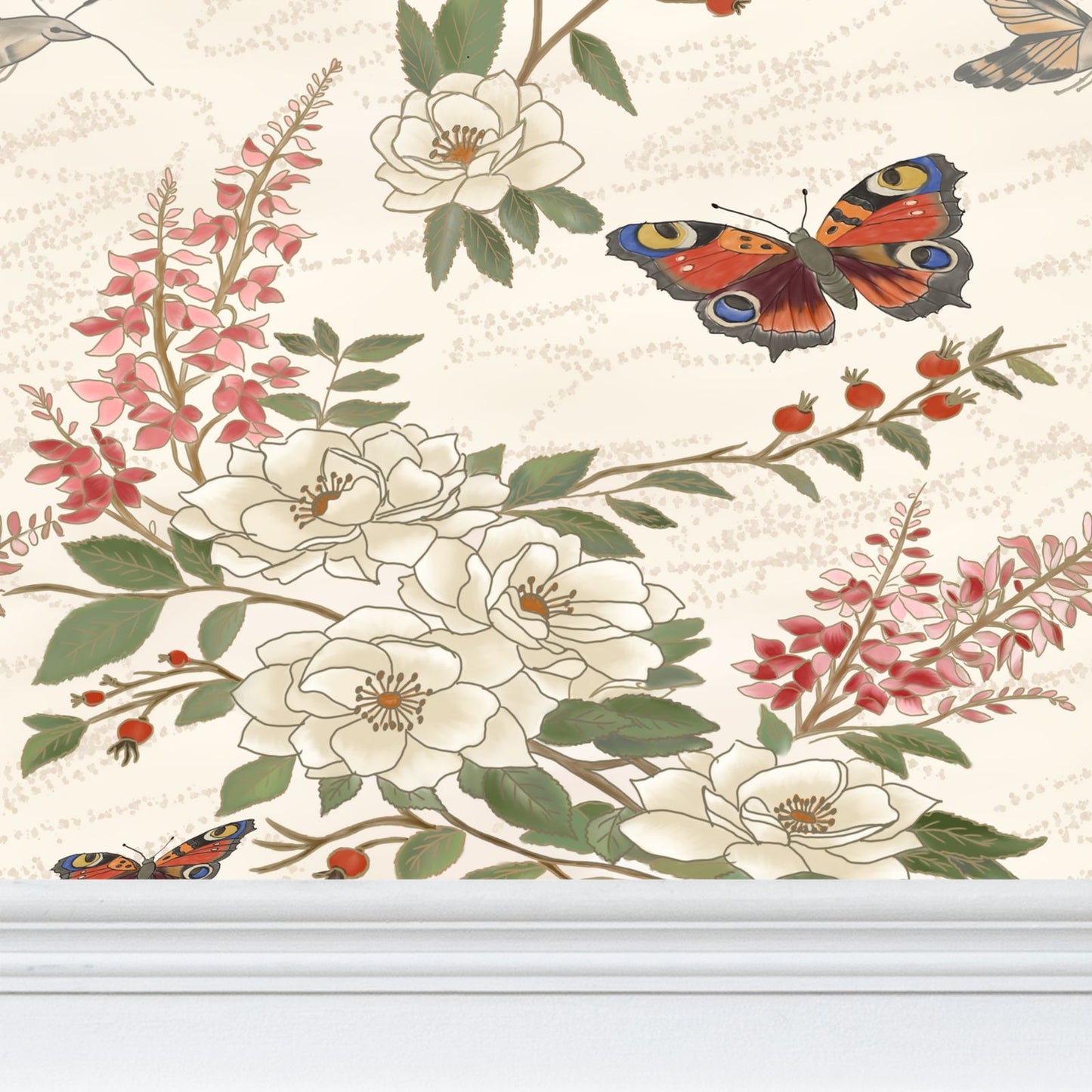 Botanical Sanctuary . . . 'Wild Rose Serenade' Designer Wallpaper