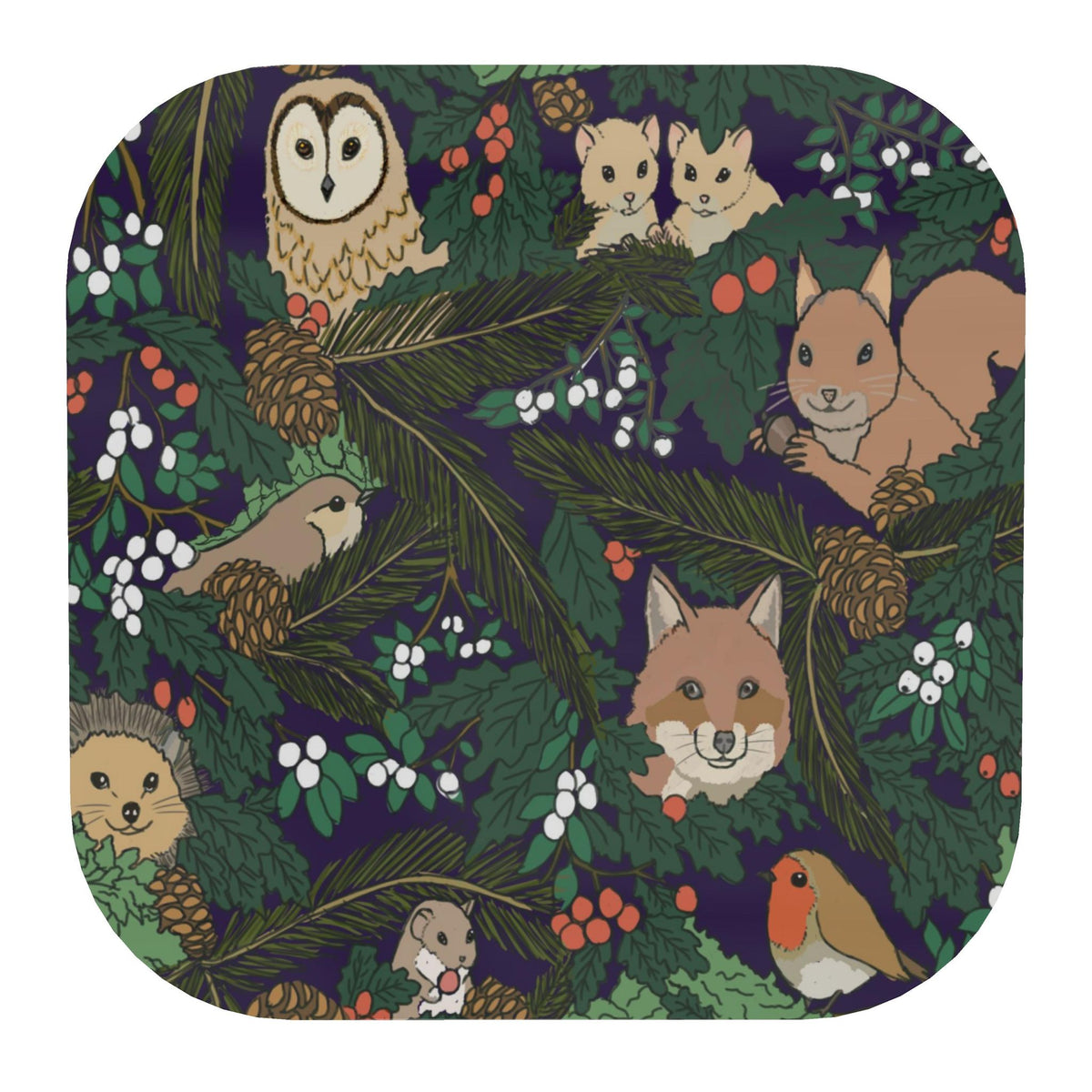'Winter Woodland' High-Gloss Wooden Coasters