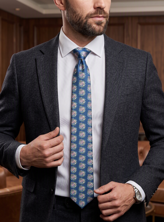 Asters & Morning Glories: Luxury Satin Botanical Tie