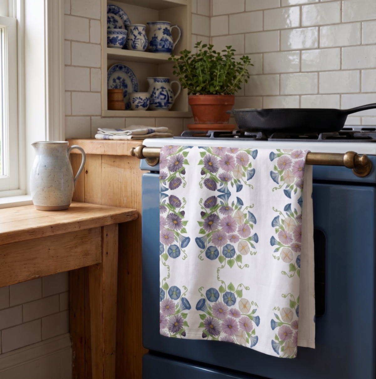 Asters & Morning Glory: Artisan Tea Towel