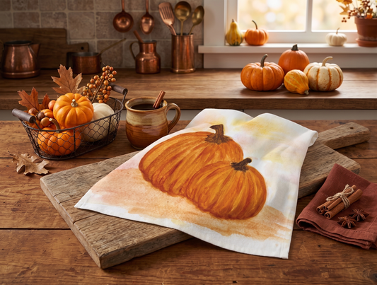 'Autumn Pumpkin' Kitchen Tea Towel