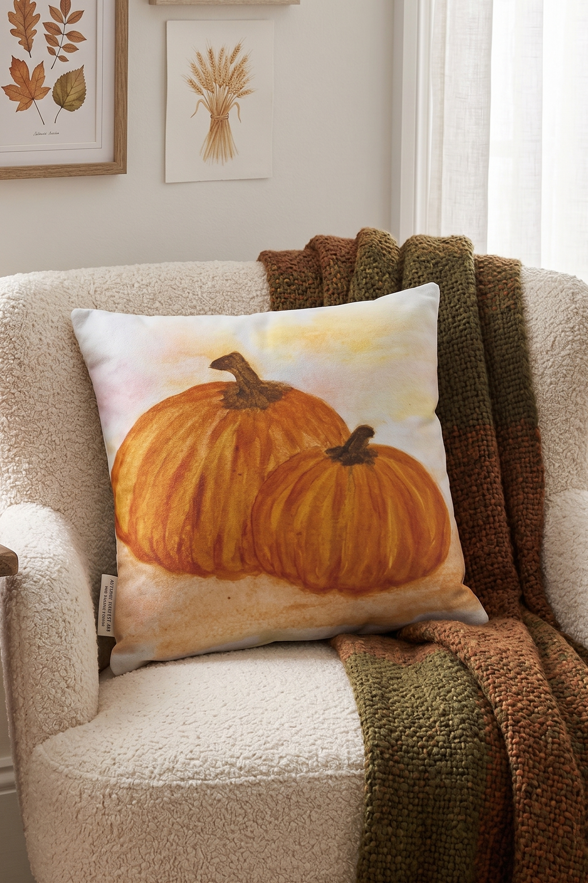 'Autumn Pumpkins' Luxury Square Cushion