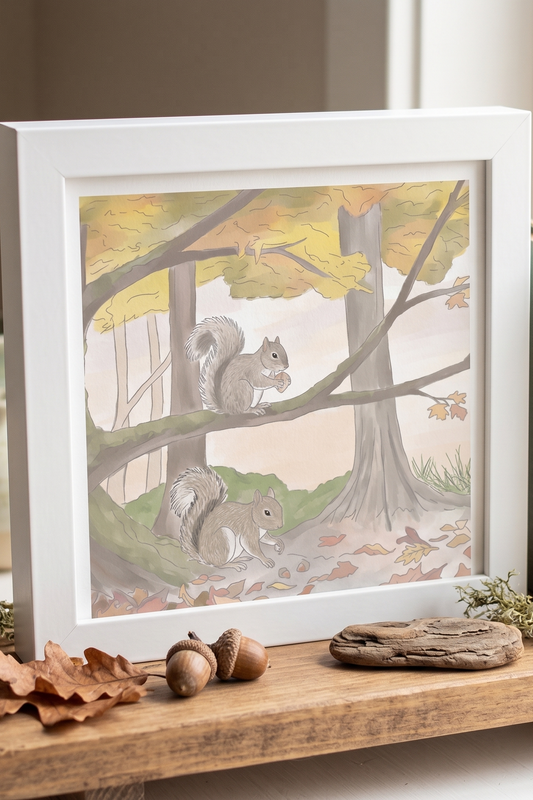 'Autumn Tails' Square Box Framed Art Print