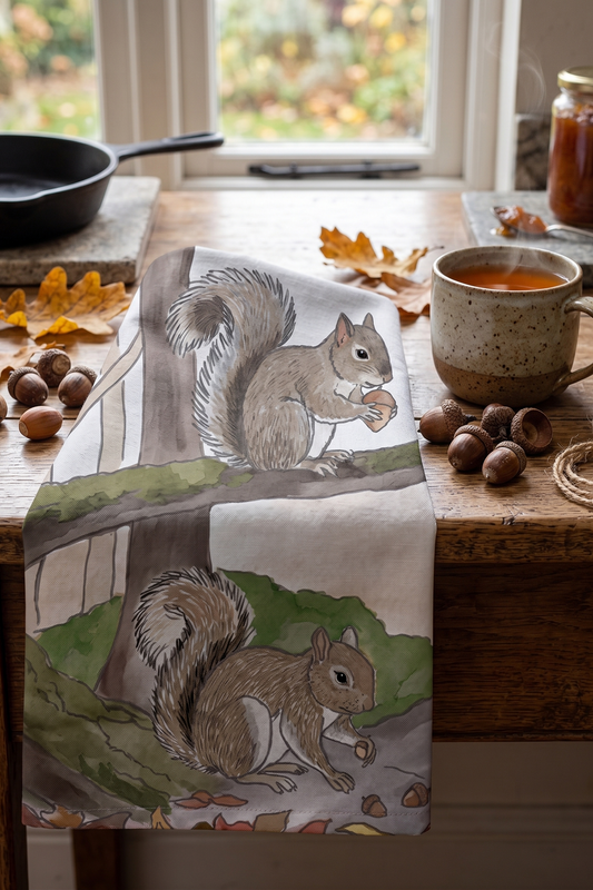 'Autumn Tails' Kitchen Tea Towel