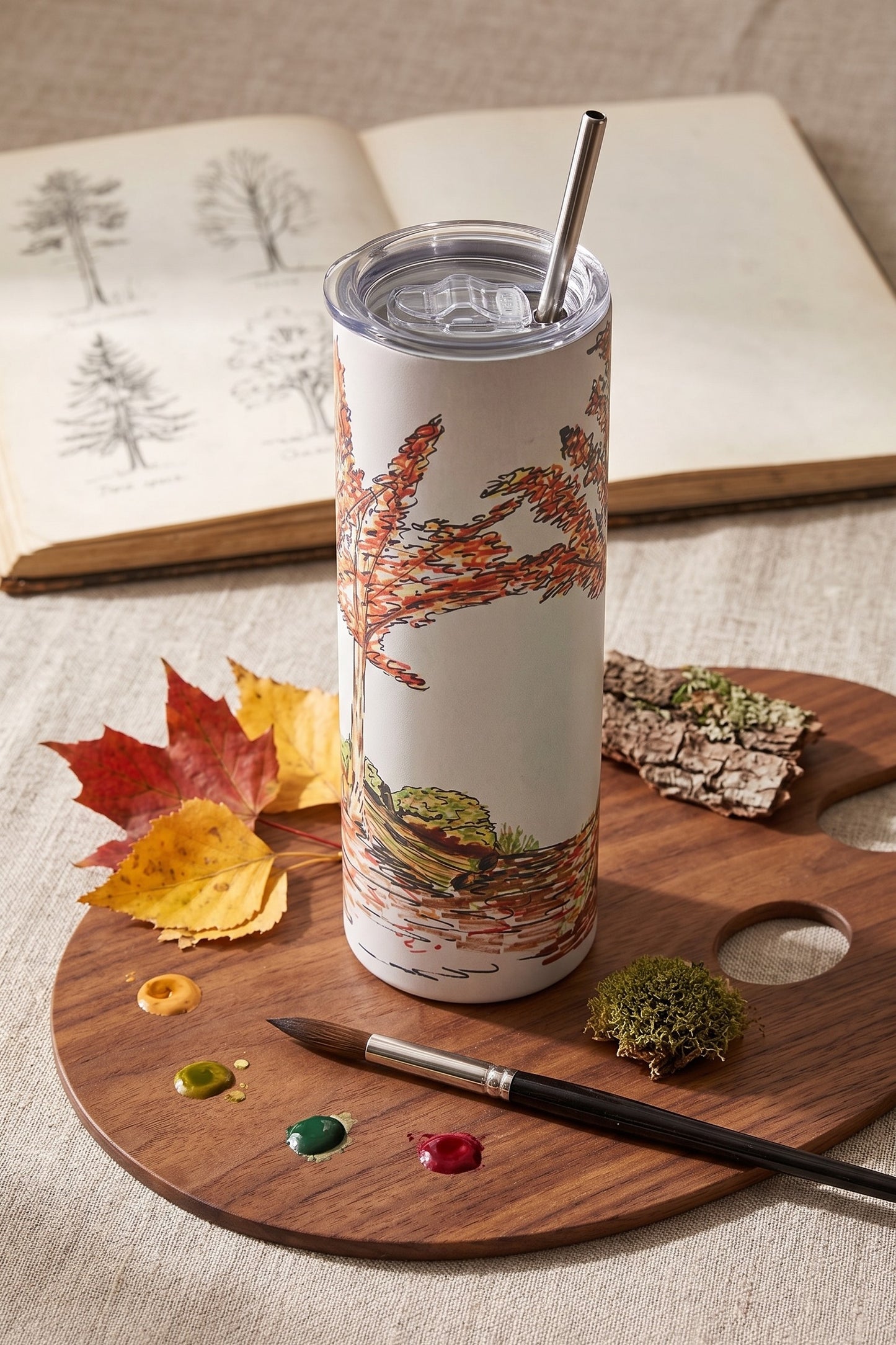 'Autumn Walk' Skinny Stainless Steel Travel Mug