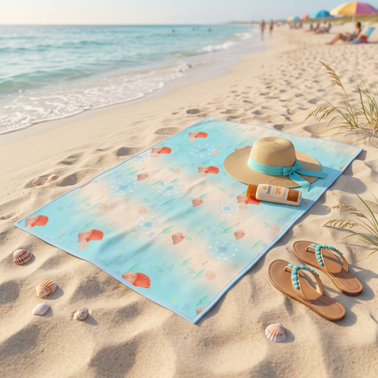 Boho Sand & Sea: Luxury Watercolour Coastal Towel