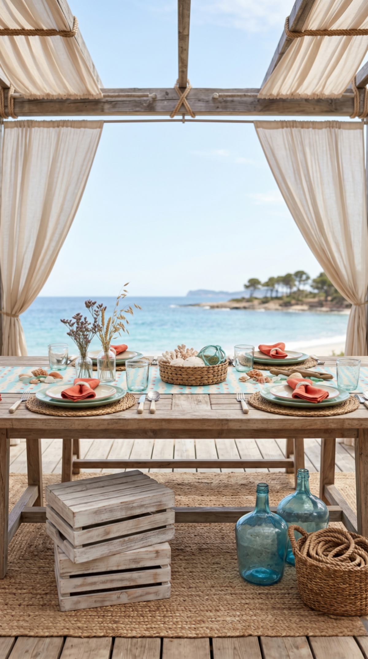 Chemin de table bohème sable et mer