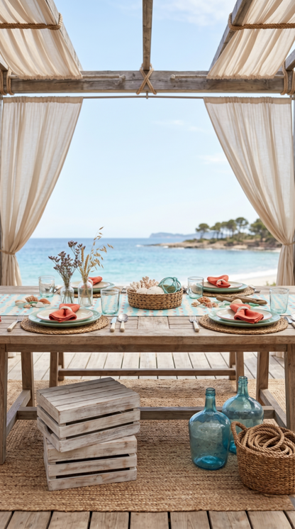 Chemin de table bohème sable et mer