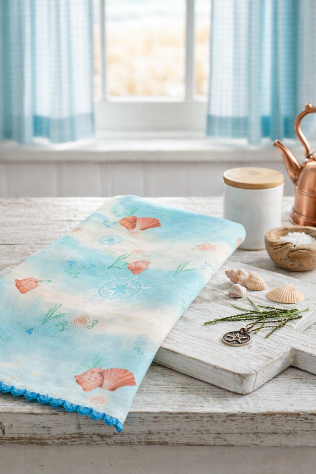 Strofinaccio in cotone Boho "Sabbia & Mare"