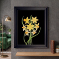 Daffodils & Jonquils: Midnight Bloom Framed Art Print (Noir Edition)