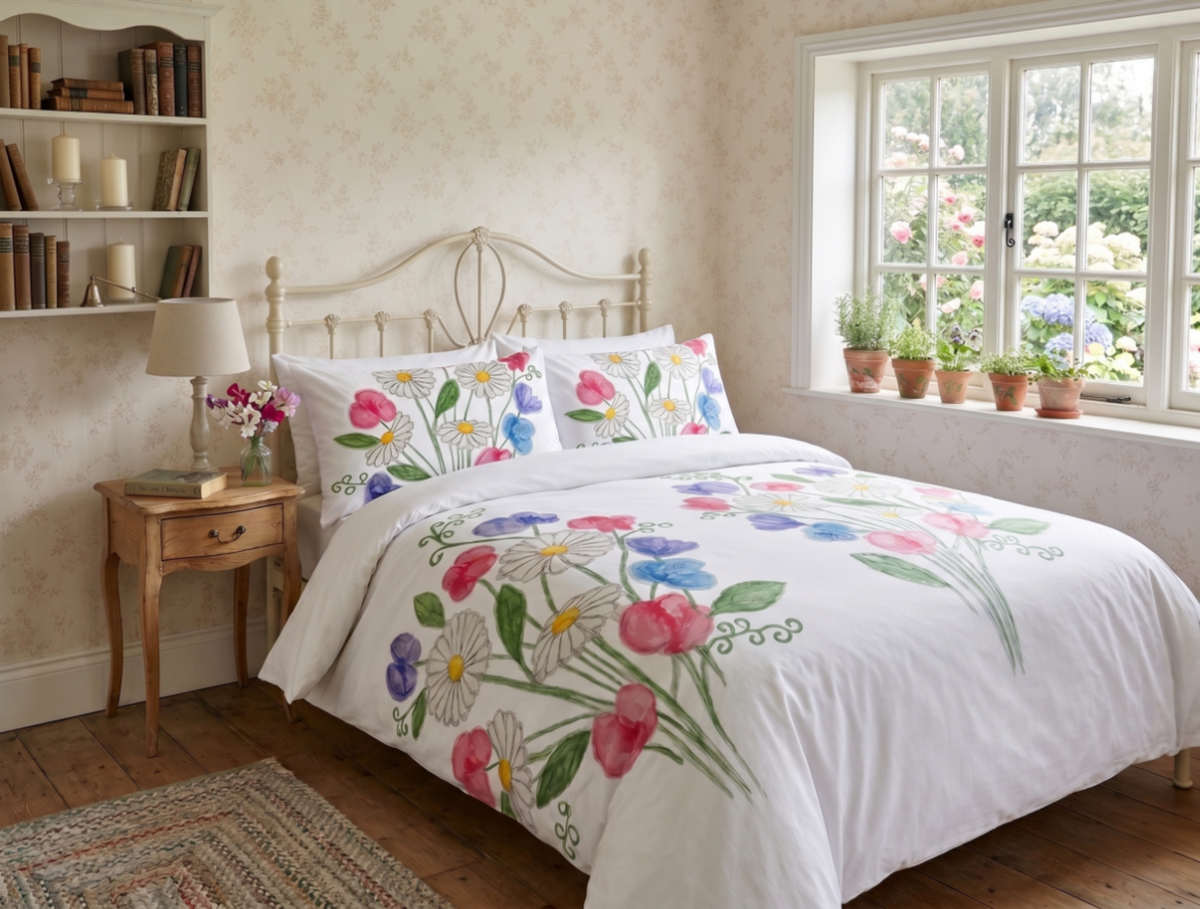 Daisies & Sweet Peas Double Duvet Cover