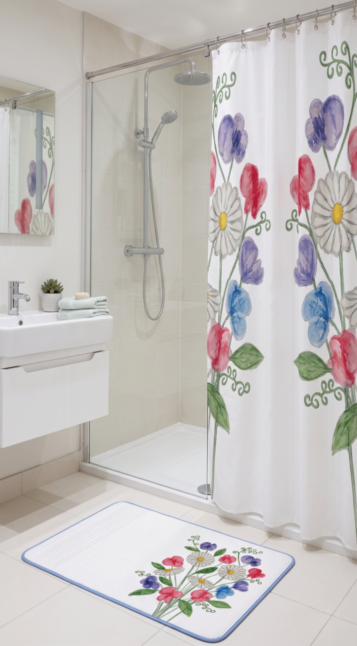Petit Tapis de Bain Marguerites & Pois de Senteur