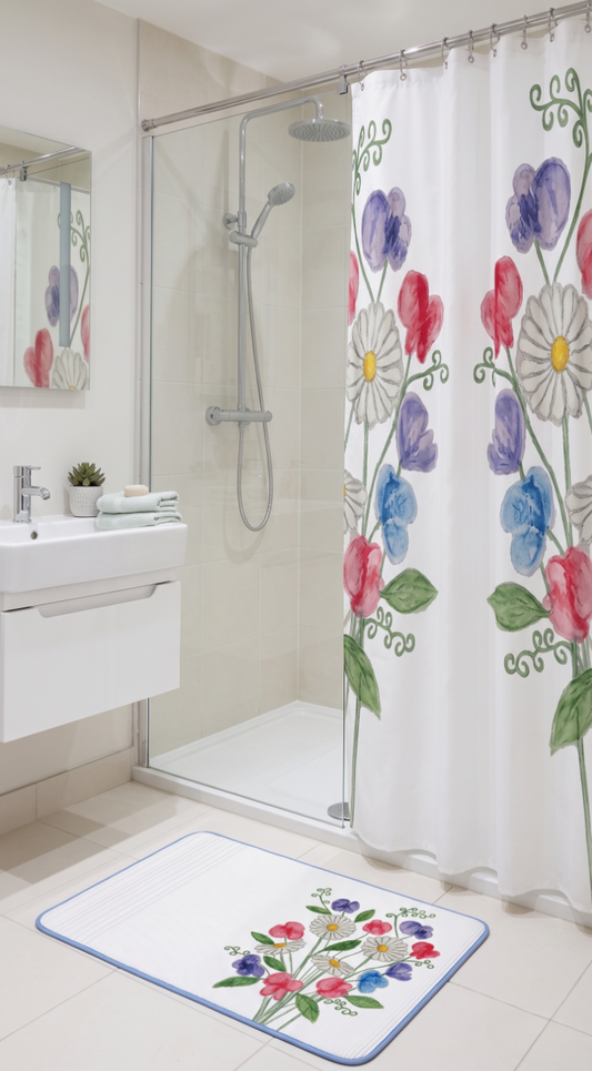 Daisies & Sweet Pea Petite Shower Curtain