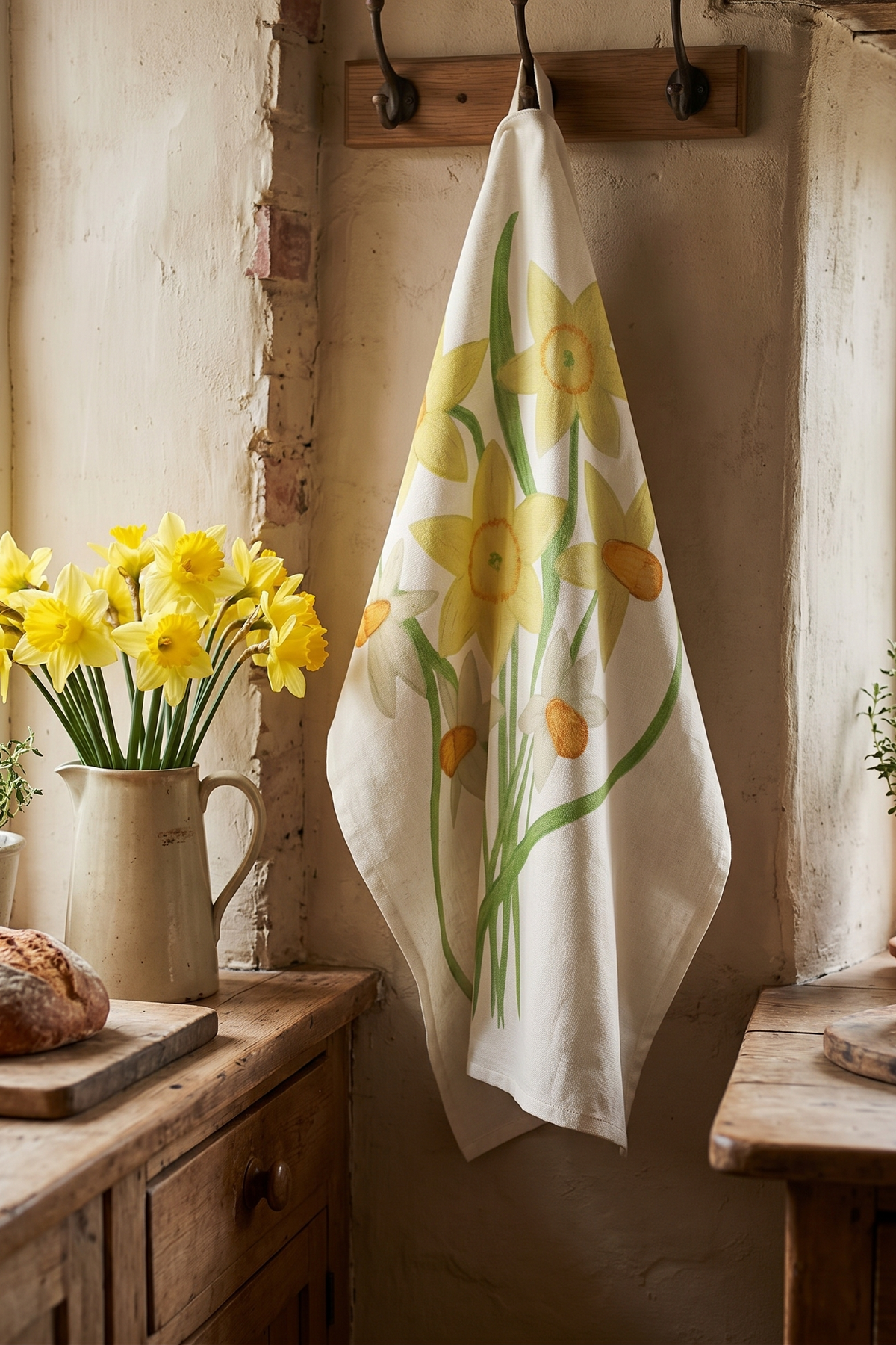'Dawn Daffodils & Jonquils' Artisan Kitchen Tea Towel