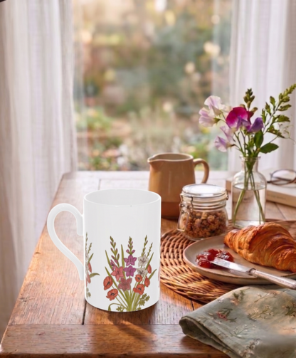 Mug en porcelaine fine Glaïeuls et Coquelicots