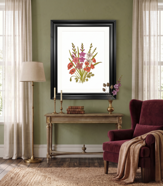 Gladioli & Poppies: Premium Framed Art Print