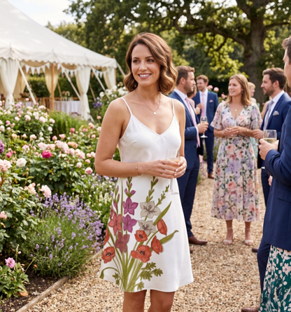 Glaïeuls et Coquelicots : Robe mi-longue nuisette irisée