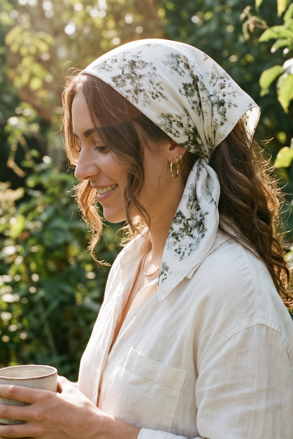 'Botanical Green Abstract' Luxury Bandana & Scarf Collection