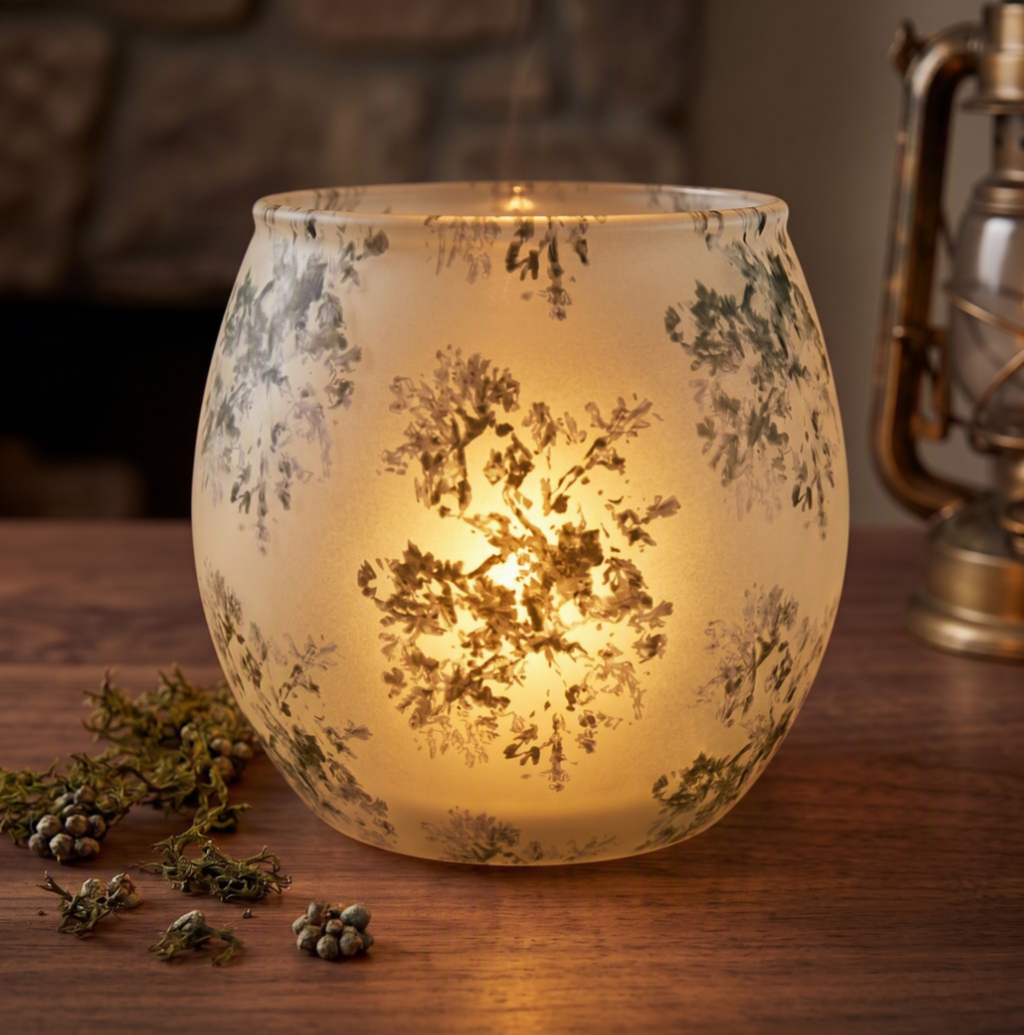 Olive Serenade: Frosted Glass Tea Light Holder Gift Set