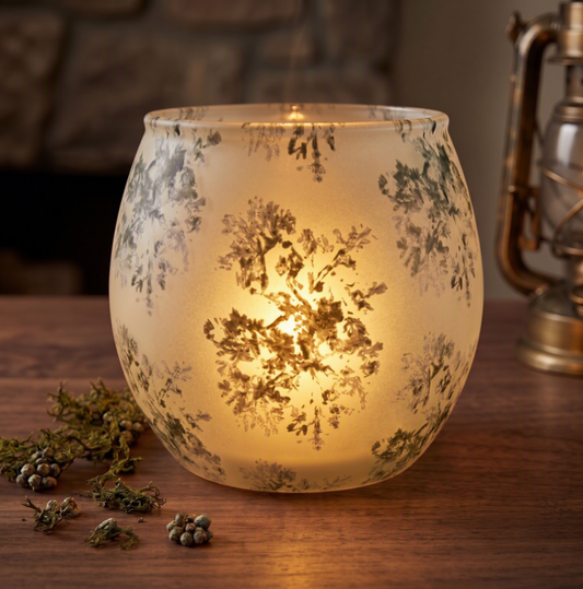 Olive Serenade: Frosted Glass Tea Light Holder Gift Set