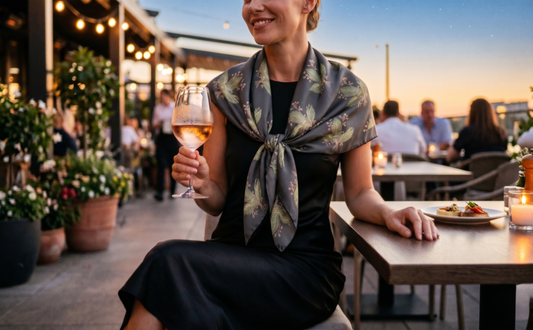 Hawthorn & Lily of the Valley: Noir Edition Silk Scarf