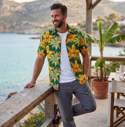 Hot House Stripe: Men’s Organic Cotton Short Sleeve Shirt