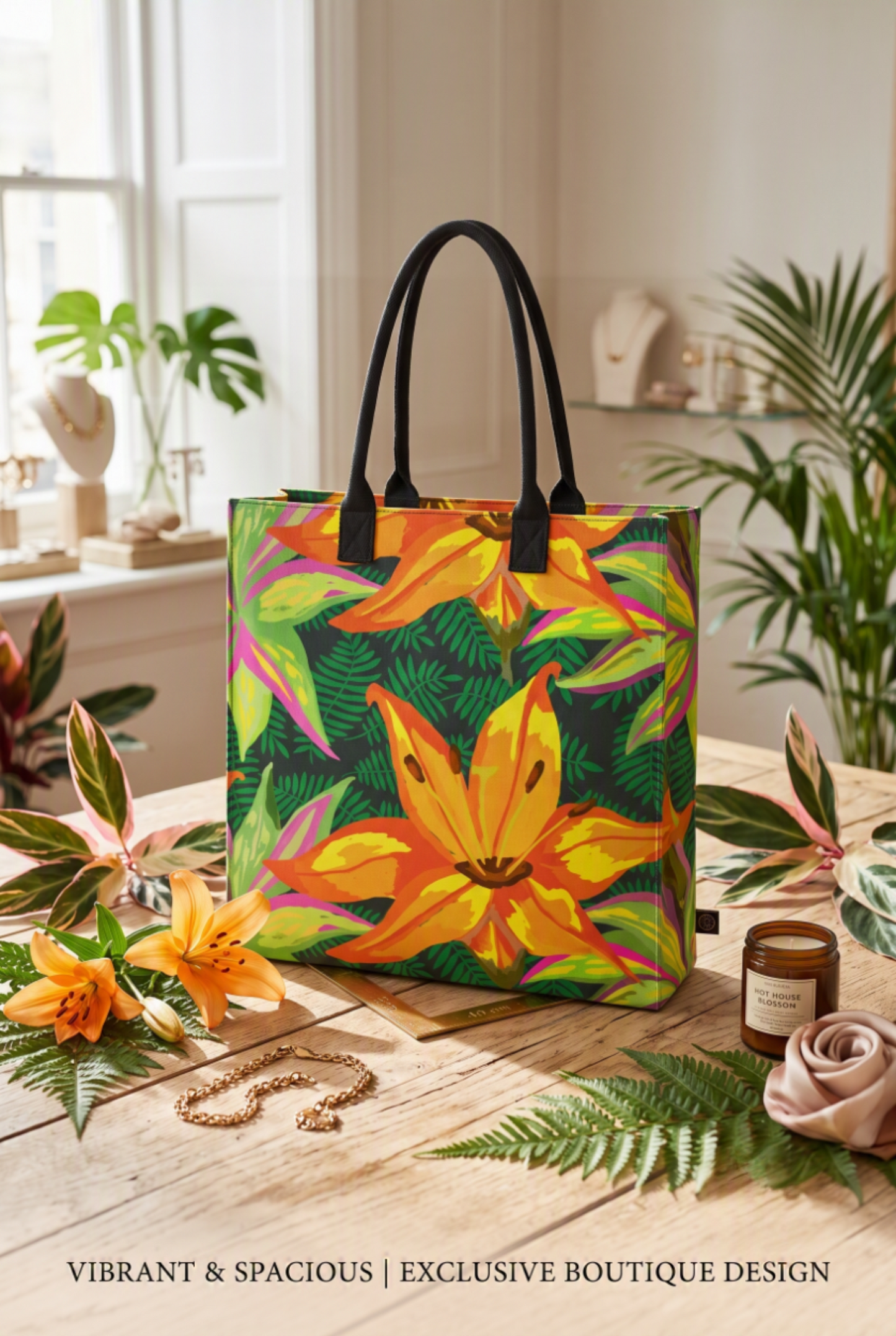 Hot House Stripe: Luxury Organic Cotton Canvas Tote Bag