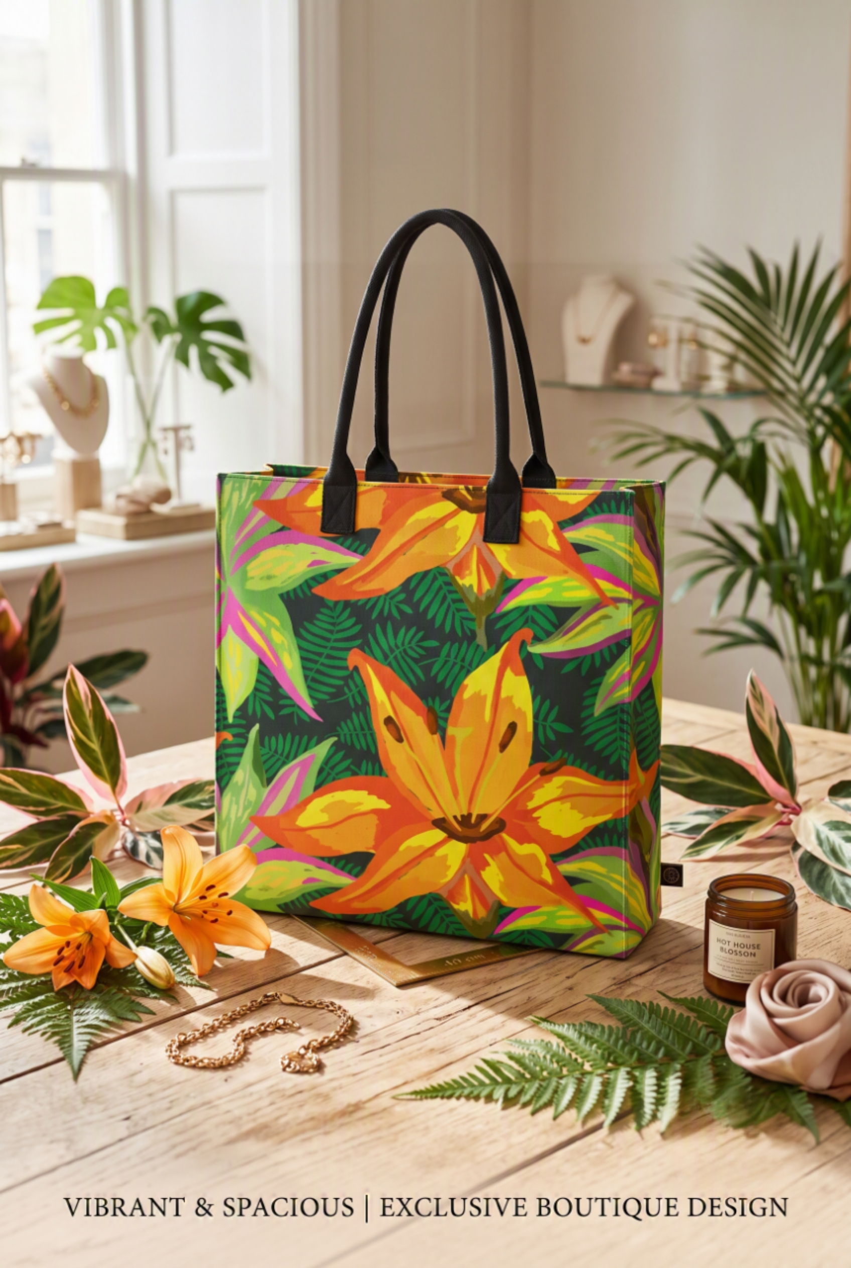 Hot House Stripe: Luxury Organic Cotton Canvas Tote Bag