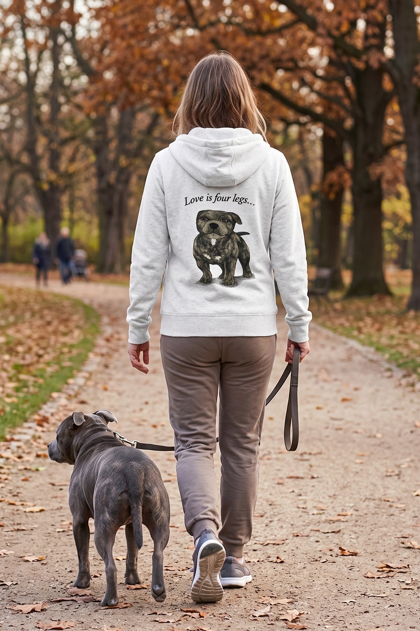 'Love is Four Legs . . .' - Blue Staffie Pullover Hoodie