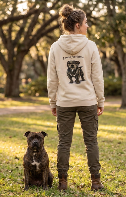 'Love is Four Legs . . .' - Blue Staffie Pullover Hoodie