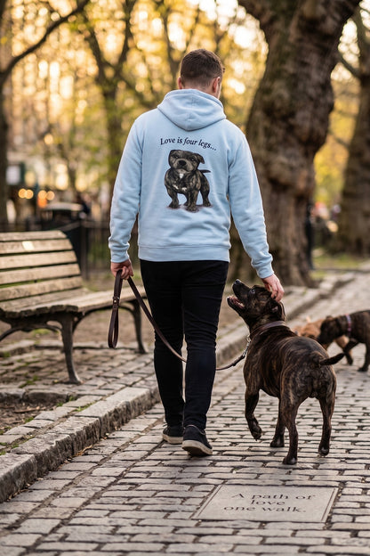 'Love is Four Legs . . .' - Blue Staffie Pullover Hoodie