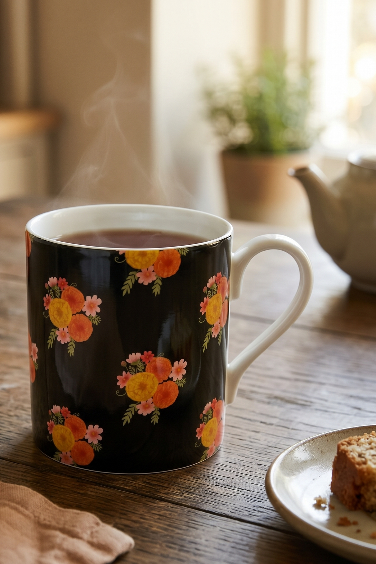 'Marigolds & Cosmos' Fine Bone China Mug