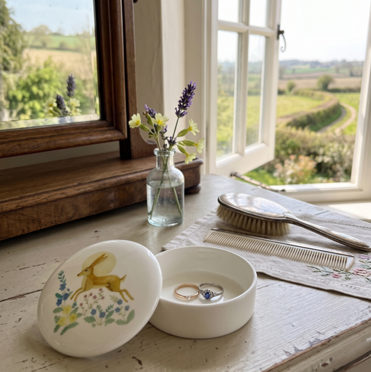 Meadow Hare Bone China Trinket Pot