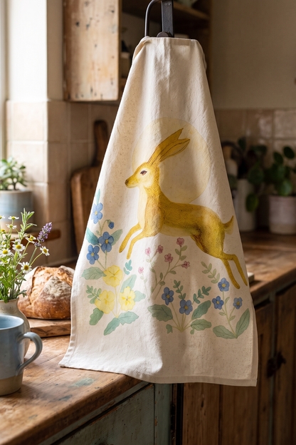 'Meadow Hare' Artisan Kitchen Tea Towel