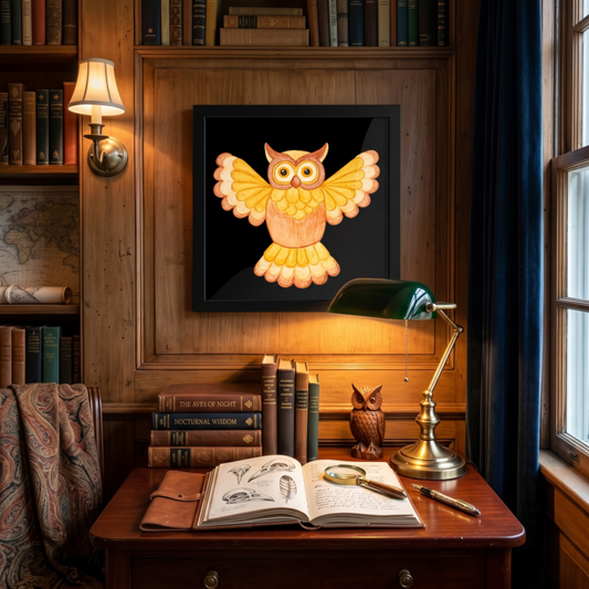 Midnight Owl - Noir Edition Box Framed Print