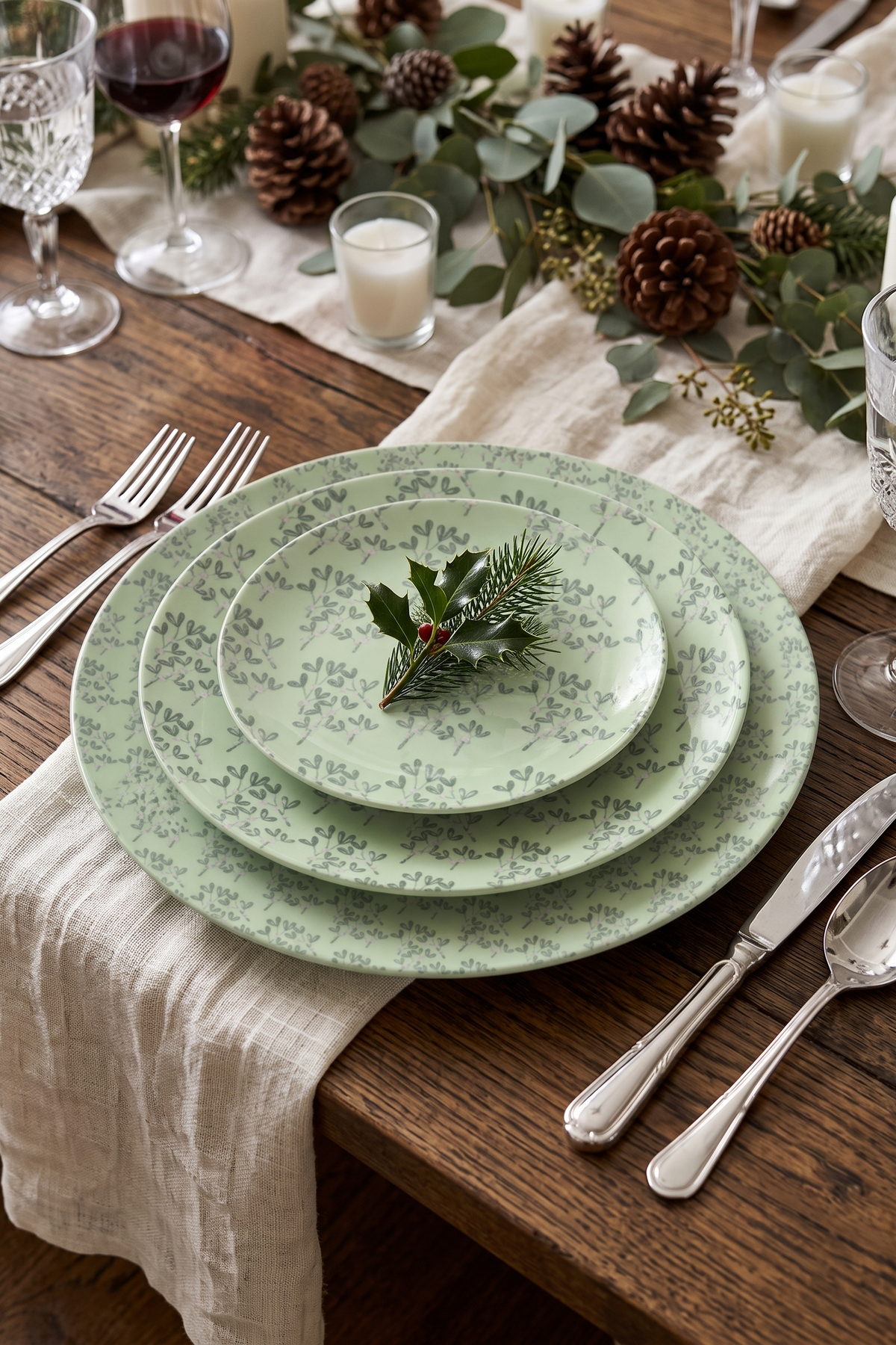 'Mistletoe Sage' Fine China Plates