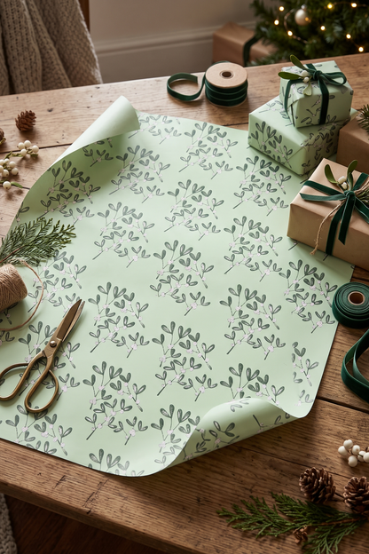 'Mistletoe Sage' Luxury Gift Wrapping Paper