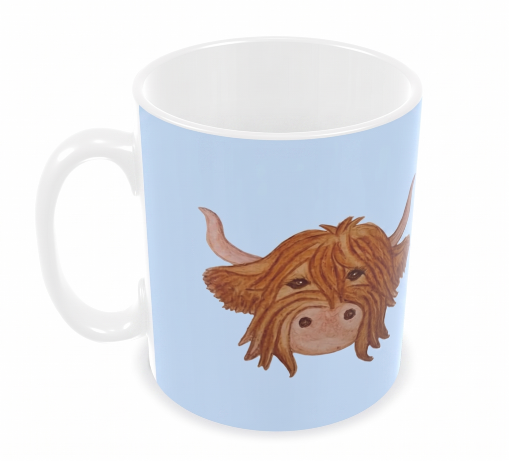 'Moo-dy Until Caffinated' Highland Cow Mug