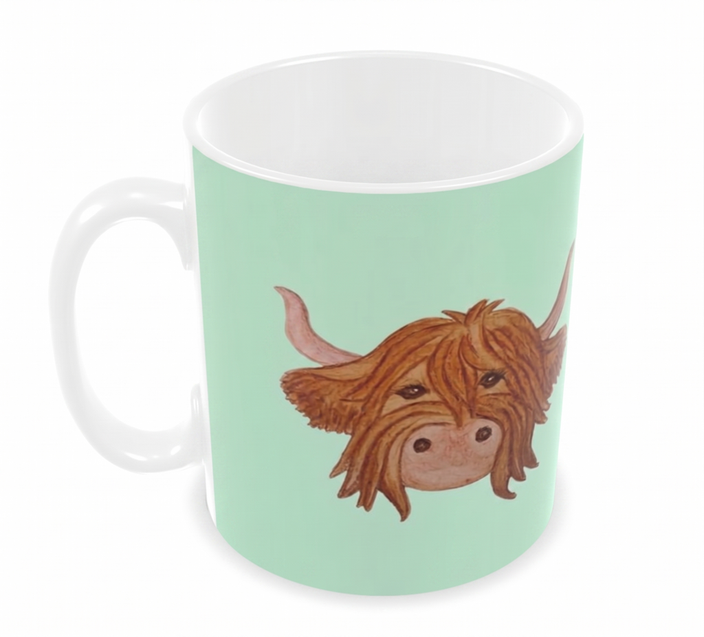 'Moo-dy Until Caffinated' Highland Cow Mug