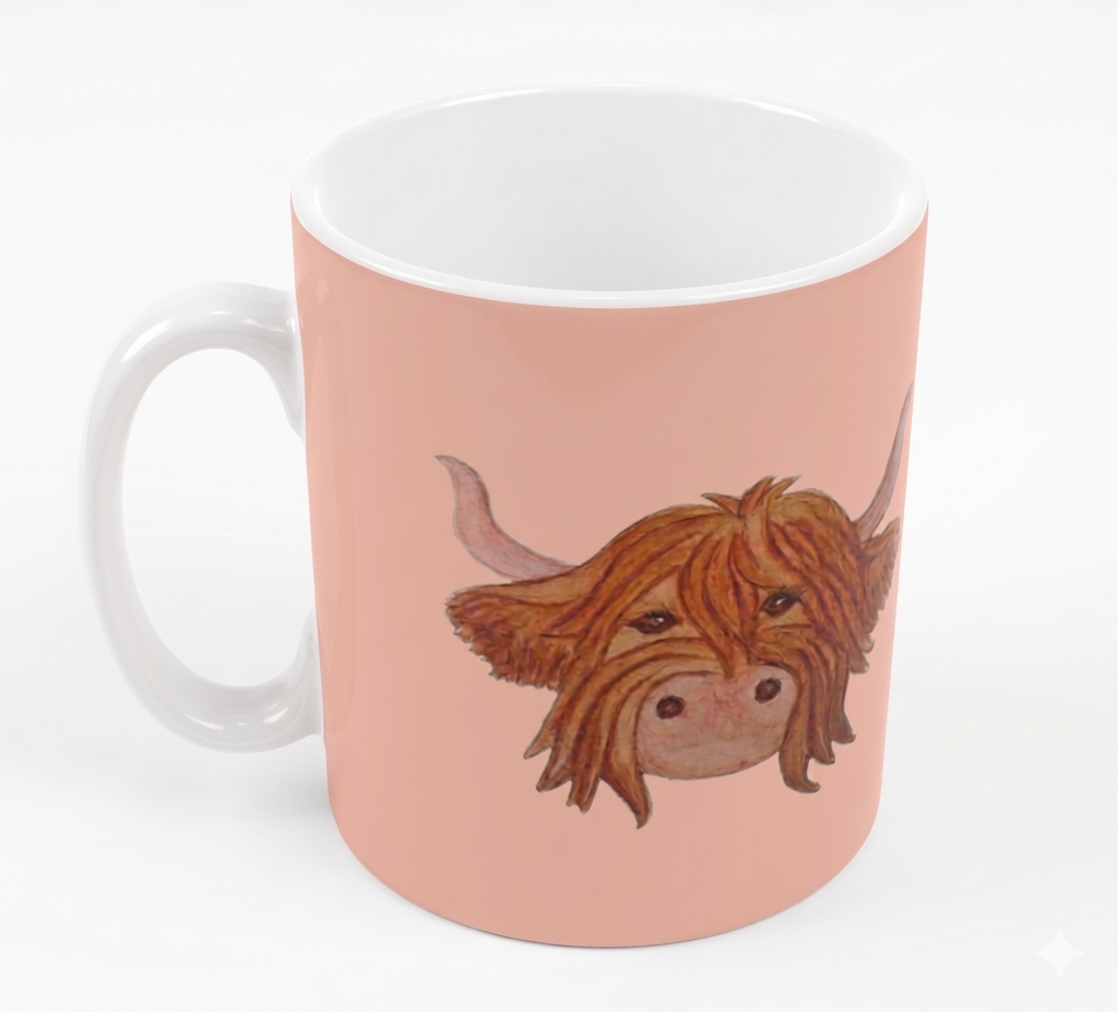 'Moo-dy Until Caffinated' Highland Cow Mug