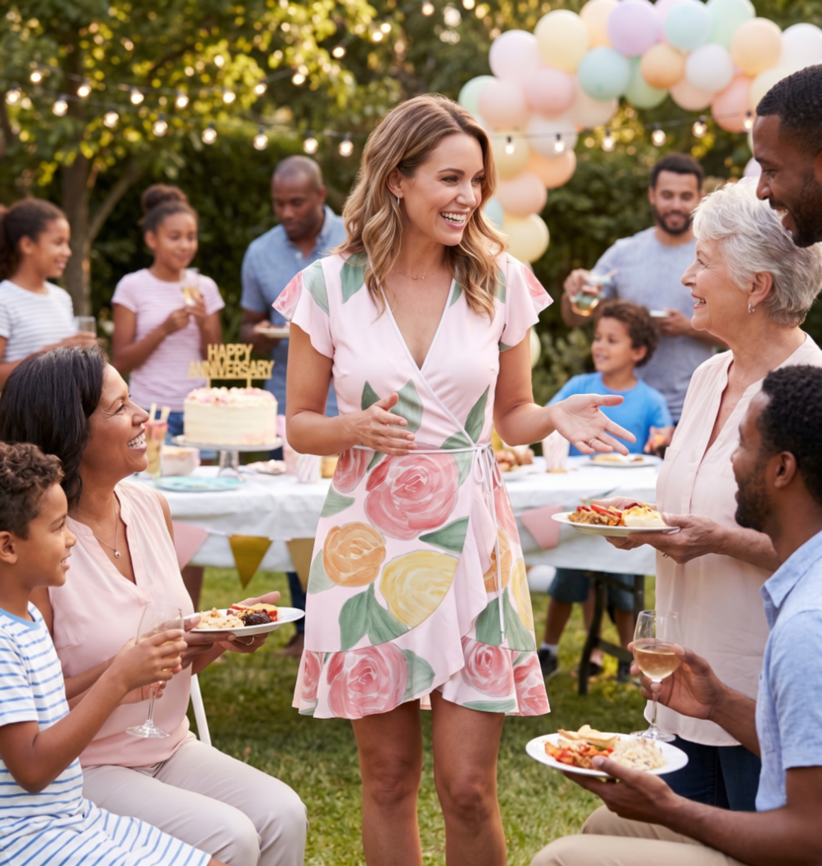 Robe-tablier en crêpe « Pétale de rose doux »
