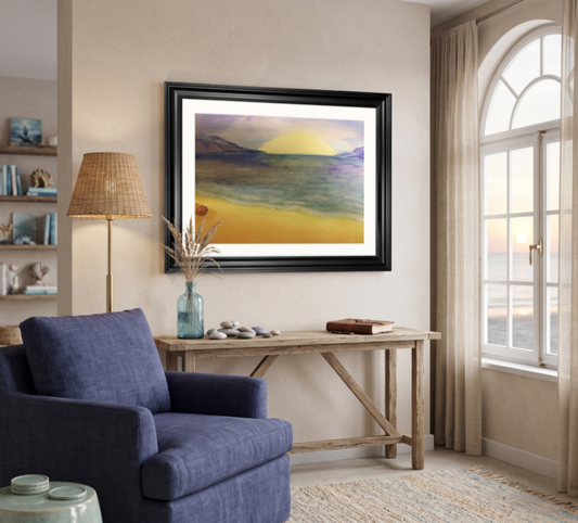 Sunset Serenity – Coastal Watercolour Art Print