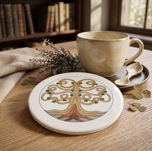 The Tree of Life: Round Ceramic Gloss Coaster